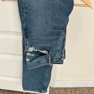 Agolde Riley High-Rise Crop Denim Jeans in Frequency